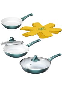 Genius Pfannen-Set »Cerafit Fusion«, Set, 7 Tlg., 1x Pfanne (Ø 24 Cm, Griff Abnehmbar) 1x Glasdeckel (Ø 24 Cm) 1x Pfanne (Ø 28 Cm, Griff Abnehmbar)...