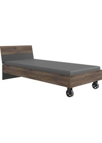 wimex Futonbett »Virginia«, Mit Metallrollen grau, Größe Liegefläche B/L: 90 cm x 200 cm , Moderner Industrial Stil