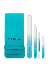 AILORIA Maniküre-Kosmetik-Etui »4 Contour Glasfeilen« blau, 1 runde und 3 flache Glasfeilen