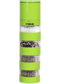 Stoneline Gewürzmühle, Keramikmahlwerk, Für 4 Gewürze grün , Gewürzmühle für 4 verschiedene Gewürze und Kräuter