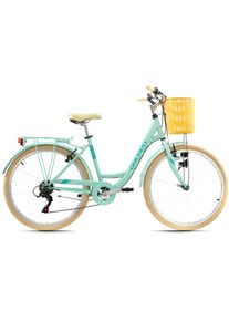 KS-Cycling Ks Cycling Cityrad »Cantaloupe«, 6 Gang, Shimano, Tourney Schaltwerk, Kettenschaltung grün, Größe 48 cm - 26 Zoll (66,04 cm), Lenkerkorb