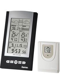 Hama Wetterstation »Elektronische Wetterstation "Ews-800" Mit Funk-Außensensor« schwarz , DCF-Funkuhr mit automatischer Zeitanpassung