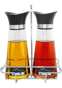 Stoneline Menage-Set, (Set, 3 Tlg.), Inkl. Metallständer, 260 Ml grau , Stilvolle Essig und Öl Flaschen