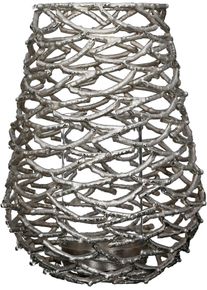 Casablanca By Gilde Windlicht »Twigs«, (1 St.), Aus Aluminium, Mit Glaseinsatz, Höhe Ca. 31 Cm silberfarben, Größe B/H/T: 21,00 cm x 31,00 cm x...