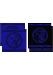 Ddddd Geschirrtuch »Minerva«, (Set, 4 Tlg.), Combiset: 2 Küchentücher & 2 Geschirrtücher blau 4 tlg. 100 % Baumwolle, Hochwertiges Combi Küchen-Set...