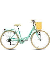 KS-Cycling Ks Cycling Cityrad »Cantaloupe«, 6 Gang, Shimano, Tourney Schaltwerk, Kettenschaltung grün, Größe 48 cm - 28 Zoll (71,12 cm), Lenkerkorb