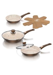 Genius Pfannen-Set, Edelstahl, (Set, 7 Tlg.), Abnehmbarer Griff, Aluminium, Keramikbeschichtung, Induktion braun , Pfannen-Set von Genius, 7-teilig