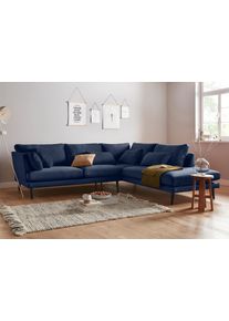 Andas Ecksofa »Gondola«, Skandinavisches Design Und Edle Ausstrahlung, Mit Holzbeinen blau, Größe B/H/T: 273 cm x 82 cm x 100 cm B/H/T: 273 cm x 82...