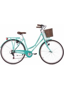 KS-Cycling Ks Cycling Cityrad »Stowage«, 6 Gang, Shimano, Tourney Schaltwerk, Kettenschaltung grün, Größe 51 cm - 28 Zoll (71,12 cm), Stahlrahmen