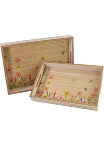 Riffelmacher & Weinberger Tablett »Frühling«, (Set, 2 Tlg.), Mit Blumendekor beige, Größe B/H/L: 35 cm x 4,5 cm x 25 cm B/H/L: 35 cm x 4,5 cm x 25...