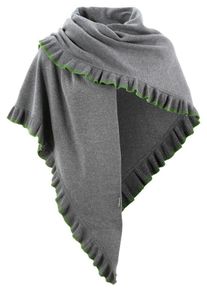 Turi Landhaus Dreieckstuch Trachtenponcho Mit Rüschen grau, Trachtenponcho in 3-eckiger Form