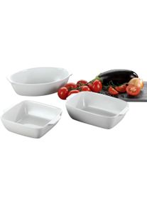 Creatable Auflaufform »Big«, Steinzeug, (3 St.), Extra Tief weiß spuel, Multifunktionales Auflaufformen-Set