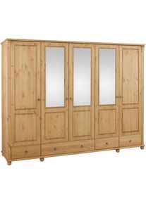 Home Affaire Kleiderschrank »Tessin«, Breite 245 Cm, Kiefer Massiv, Inkl. Spiegelmitteltüren beige, Größe B/H/T: 245 cm x 191 cm x 59 cm B/H/T: 245...