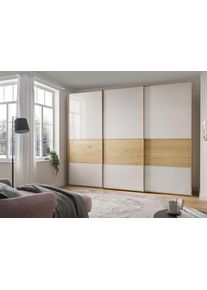 Wiemann Schwebetürenschrank »Bari«, Mit Glasfront Und Massivholz-Absetzungen weiß, Größe B/H/T: 295,2 cm x 217 cm x 67 cm B/H/T: 295,2 cm x 217 cm...