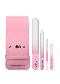AILORIA Maniküre-Kosmetik-Etui »4 Contour Glasfeilen« rosa, 1 runde und 3 flache Glasfeilen