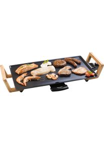 Bestron Teppanyakigrill »abp602bb Asia Lounge«, 2000 W, Im Asia Design, Elektrischer Tischgrill Mit Bambus-Griffen schwarz, Grillplatte (47x26cm)...