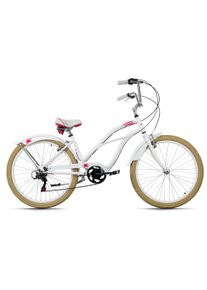 KS-Cycling Ks Cycling Cruiser »Splash«, 6 Gang, Shimano, Tourney Schaltwerk, Kettenschaltung weiß, Größe 44 cm - 26 Zoll (66,04 cm), 6-Gang-Drehgriffschaltung
