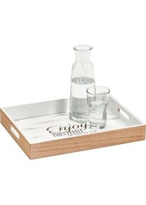 zeller Present Tablett »Enjoy«, (1 Tlg.) weiß, Größe B/H/L: 30 cm x 5,5 cm x 40 cm B/H/L: 30 cm x 5,5 cm x 40 cm , Serviertablett mit hohen Kanten