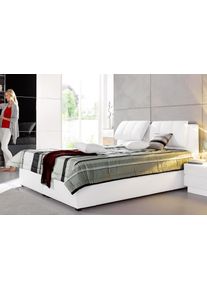 Maintal Polsterbett mit verstellbaren Kopfteilen in weiß, Größe Liegefläche B/L/H: 100 cm x 200 cm x 52,50