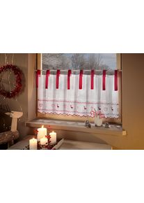 Home Affaire Scheibengardine »Heart-Elk«, (1 St.), Mit Weihnachttlichen Motiven Transparent, Bestickt, Voile rot, Größe 30 cm , transparent