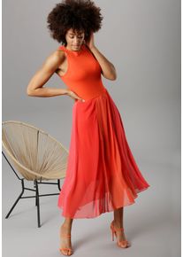 Aniston Selected Sommerkleid, In Knallfarben orange, Größe 34 - N-Gr, Damenkleid in sommerlichen Knallfarben