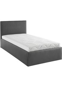 Westfalia Schlafkomfort Polsterbett inkl. Bettkasten bei Ausführung mit Matratze in grau, Größe Liegefläche B/L/H: 140 cm x 200 cm x 45,00