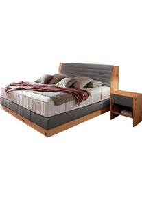ADA Premium Boxspringbett »Chalet«, Grand Comfort Tf 1000 Pm, Zirbenholz Natur Geölt grau, Größe Liegefläche B/L: 180 cm x 200 cm Flachgewebe TID ,...