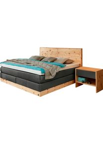 ADA Premium Boxspringbett »Chalet«, Tf 170 Sl Pm, Zirbenholz Natur Geölt grau, Größe Liegefläche B/L: 160 cm x 200 cm Flachgewebe TID , Inklusive...