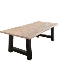 Home Affaire Esstisch »Tristan« massive Balkeneiche geölt mit Baumkante in schwarz, Größe B/H/T: 220 cm x 77 cm x 100 cm