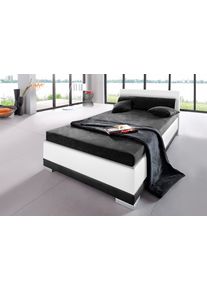 Maintal Polsterbett Kunstleder in schwarz-weiß, Größe B/L/H: 97 cm x 211 cm x 27 cm