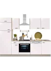 Optifit Küchenzeile »Faro«, Mit E-Geräten, Breite 270 Cm weiß, Größe B: 270 cm B: 270 cm made_in_germany, Metallgriffe