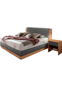 ADA Premium Boxspringbett »Chalet«, Grand Comfort Tf 1000 Pm, Zirbenholz Natur Geölt grau, Größe Liegefläche B/L: 180 cm x 200 cm Flachgewebe TID ,...