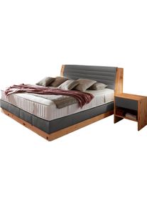ADA Premium Boxspringbett »Chalet«, Grand Comfort Tf 1000 Pm, Zirbenholz Natur Geölt grau, Größe Liegefläche B/L: 200 cm x 200 cm Flachgewebe TID ,...