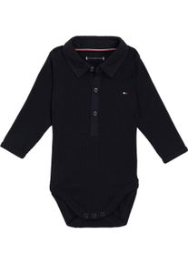 Tommy Hilfiger Strampler »Baby Rib Collar Body L/S«, (1 Tlg.), Mit Polokragen Aus Webstoff schwarz, Größe 68 - N-Gr, Langarmbody von Tommy...