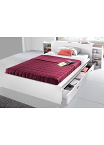 Breckle Northeim Futonbett, Mit Ausziehbaren Regalen Im Kopfteil weiß, Größe Liegefläche B/L: 140 cm x 200 cm Betthöhe: 40 cm...