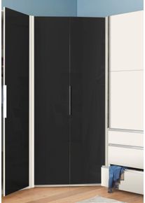 fresh to go Eckkleiderschrank »Level«, Mit Glastüren weiß, Größe H: 216 cm H: 216 cm , Moderner Eckschrank