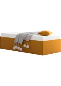 Westfalia Schlafkomfort Polsterbett »Amrum« in Samtvelours ohne Kopfteil in gelb, Größe Liegefläche B/L: 140 cm x 200 cm