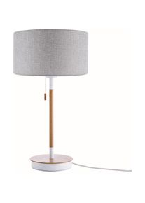Paco Home - Lampe De Bureau Lampe De Chevet Hauteur 49 cm Design Scandinave Gris (Ø28 cm), Lampe de bureau blanc/bois