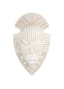 Iperbriko - Masque femme africaine en résine blanche 15x25x7 cm