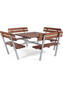 Zitbank voor groepen, met 4 banken en tafel, grenenhout, l x b x h = 2200 x 2200 x 1000 mm