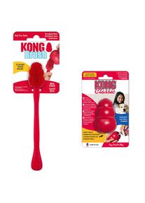 S (7 cm) Kong Classic + brosse de nettoyage Kong , jouet pour chien