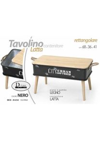 Iperbriko - Tronc table basse en étain noir style industriel urbain cm 68 x 36 x 41 h