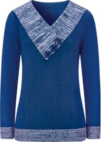 Dames Pullover met lange mouwen en gemêleerde delen koningsblauw Maat 38