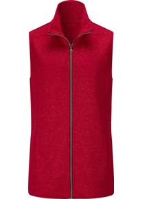 Dames Fleecegilet met contrastpaspels rood/grapefruit gemêleerd Maat 50