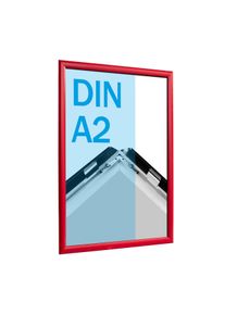 Cadre clic-clac rabattable, aluminium, A2 rouge | 25 mm | En onglet