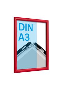 Cadre clic-clac A3 standard rouge | 25 mm | En onglet, aluminium