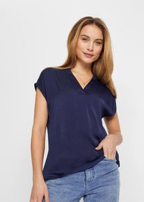 Blusa in satin a maniche corte taglio morbido a spalle scese, Blu, Taglia 42, bonprix