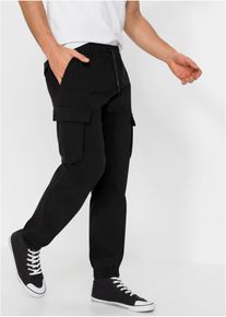 bonprix Regular Fit sztreccs belebújós nadrág cargo zsebekkel, Straight, fekete, 64