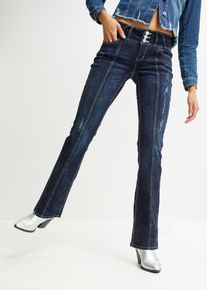 bonprix Mujer Vaqueros bootcut con costuras divisorias azul 34