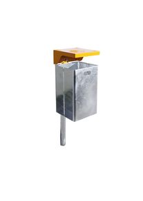 Afvalbak voor buiten, thermisch verzinkt, inhoud 50 l, b x h x d = 310 x 685 x 360 mm, kap oranje
